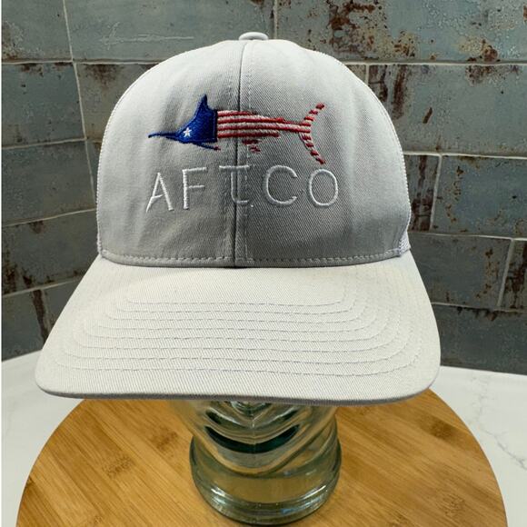 Aftco Trucker Hat Embroidered Stars and Stripes Fish - Picture 1 of 5